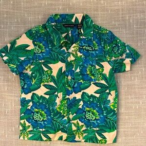 Janie and Jack tropical short sleeve button down 18-24 month Collared shirt